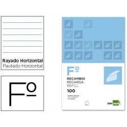 RECAMBIO LIDERPAPEL DIN A4 100 HOJAS 60G/M2 HORIZONTAL SIN MARGEN 16 TALADROS