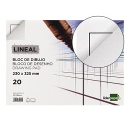BLOC DIBUJO LIDERPAPEL LINEAL ENCOLADO 230X325MM 20 HOJAS 130G/M2 CON RECUADRO